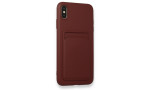 Newface iPhone XS Max Kılıf Kelvin Kartvizitli Silikon - Bordo
