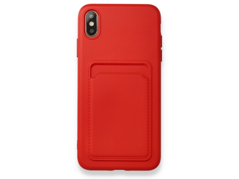 Newface iPhone XS Max Kılıf Kelvin Kartvizitli Silikon - Kırmızı