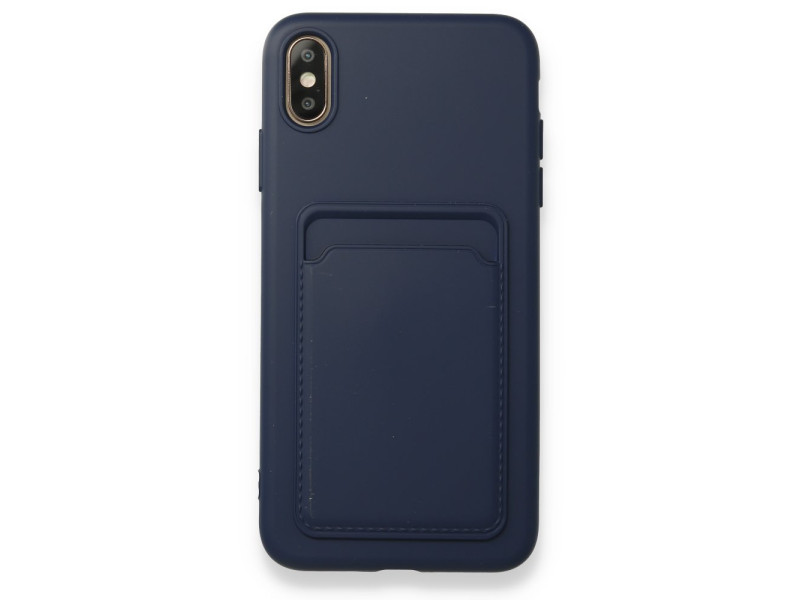 Newface iPhone XS Max Kılıf Kelvin Kartvizitli Silikon - Lacivert