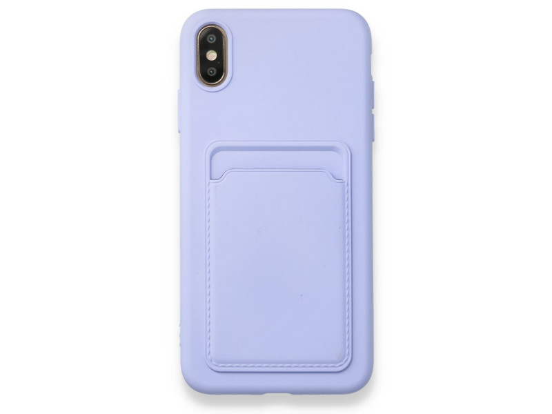 Newface iPhone XS Max Kılıf Kelvin Kartvizitli Silikon - Lila