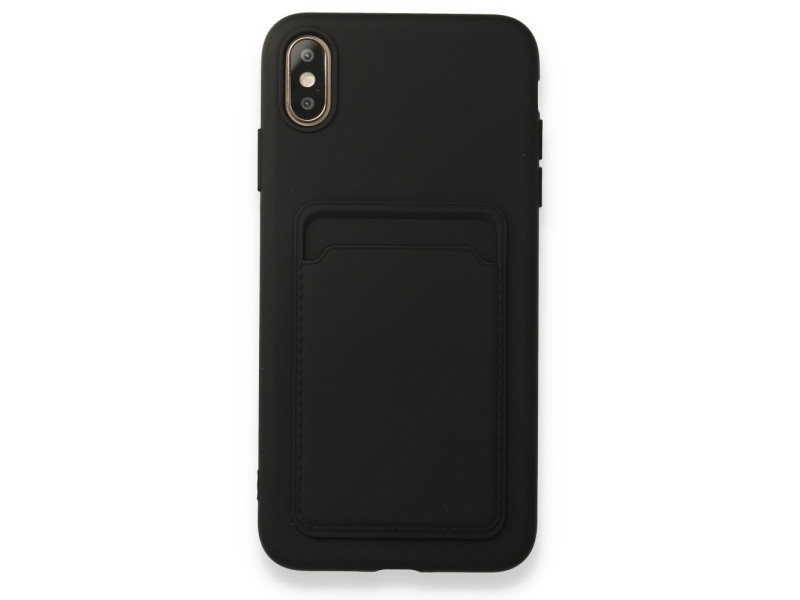Newface iPhone XS Max Kılıf Kelvin Kartvizitli Silikon - Siyah