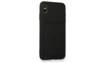 Newface iPhone XS Max Kılıf Kelvin Kartvizitli Silikon - Siyah