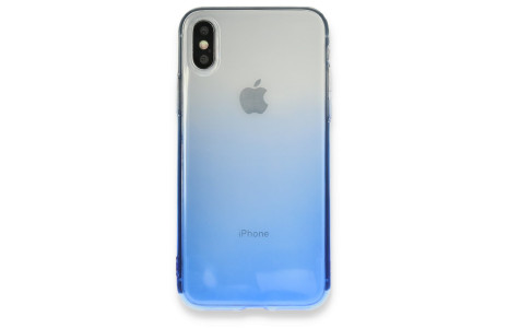 Newface iPhone X Kılıf Lüx Çift Renkli Silikon - Mavi