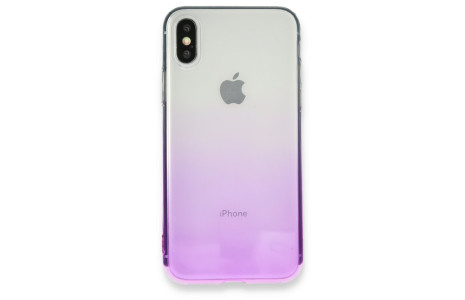 Newface iPhone X Kılıf Lüx Çift Renkli Silikon - Mor