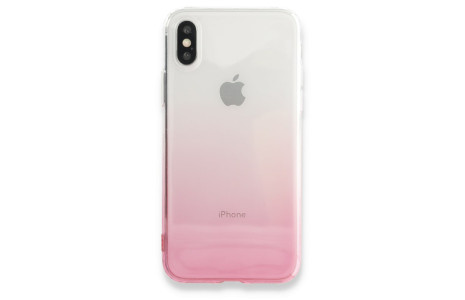 Newface iPhone X Kılıf Lüx Çift Renkli Silikon - Pembe