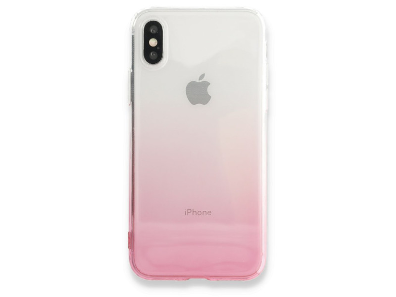 Newface iPhone XS Kılıf Lüx Çift Renkli Silikon - Pembe