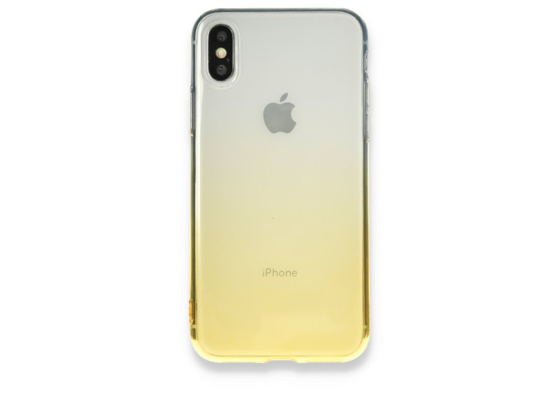 Newface iPhone X Kılıf Lüx Çift Renkli Silikon - Sarı
