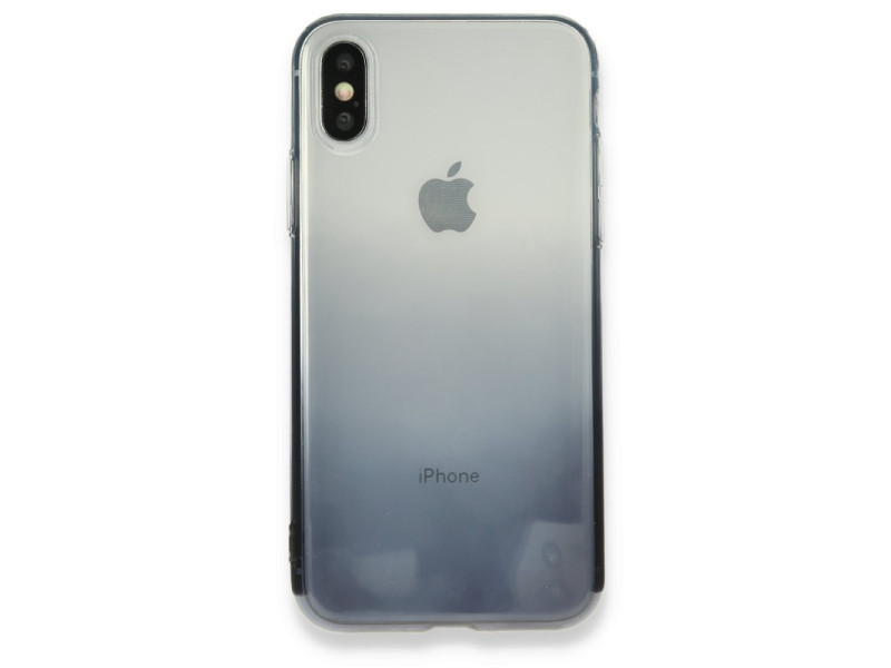 Newface iPhone X Kılıf Lüx Çift Renkli Silikon - Siyah
