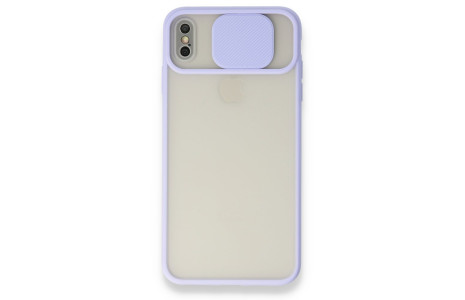 Newface iPhone XS Max Kılıf Palm Buzlu Kamera Sürgülü Silikon - Lila