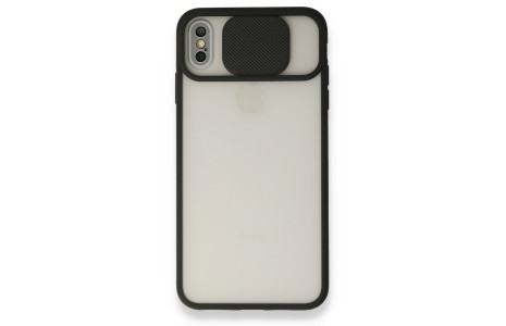 Newface iPhone XS Max Kılıf Palm Buzlu Kamera Sürgülü Silikon - Siyah