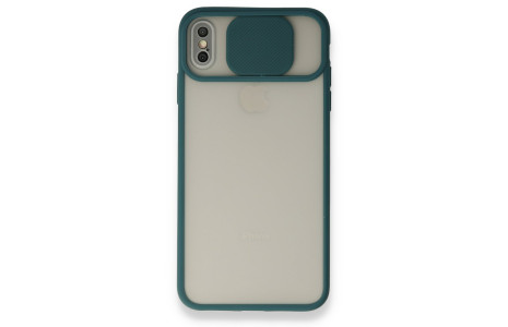 Newface iPhone XS Max Kılıf Palm Buzlu Kamera Sürgülü Silikon - Yeşil