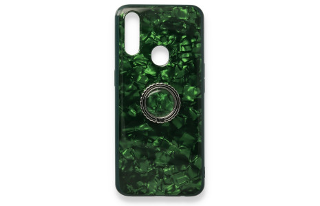 Newface Oppo A31 Kılıf Marble Yüzüklü Silikon - Yeşil