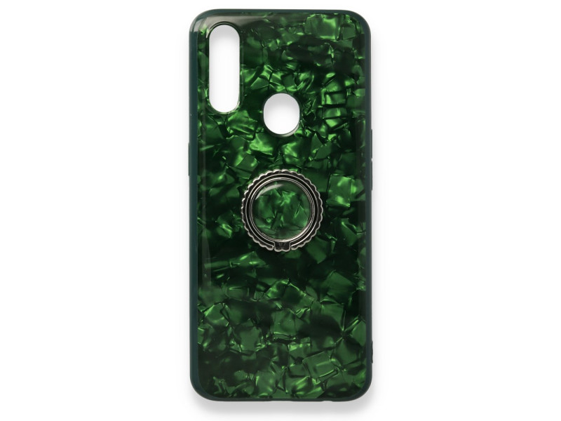 Newface Oppo A31 Kılıf Marble Yüzüklü Silikon - Yeşil