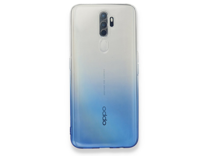 Newface Oppo A9 2020 Kılıf Lüx Çift Renkli Silikon - Mavi