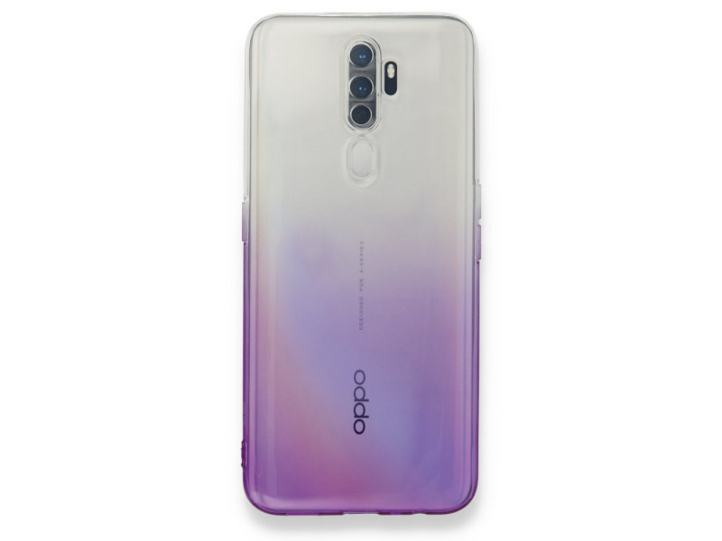 Newface Oppo A9 2020 Kılıf Lüx Çift Renkli Silikon - Mor