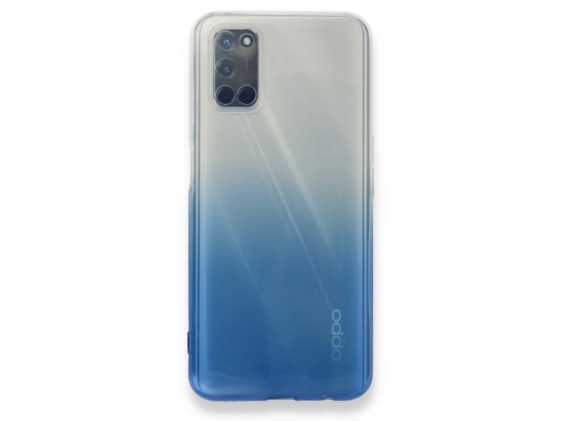 Newface Oppo A52 Kılıf Lüx Çift Renkli Silikon - Mavi