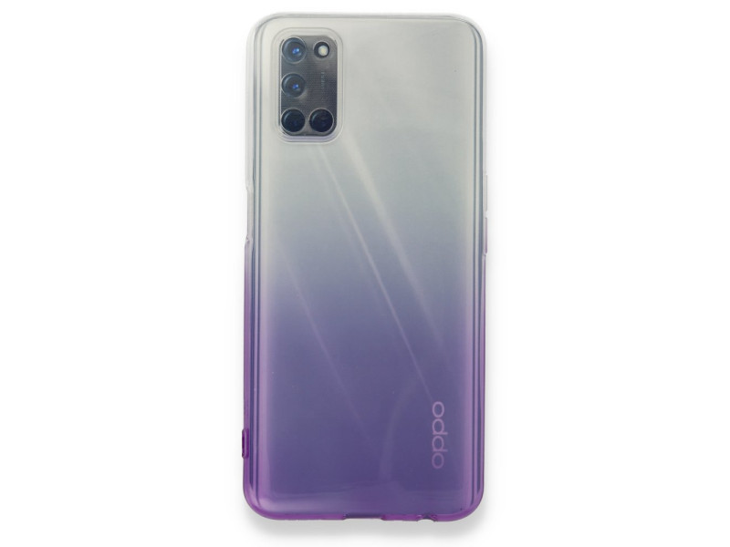 Newface Oppo A52 Kılıf Lüx Çift Renkli Silikon - Mor