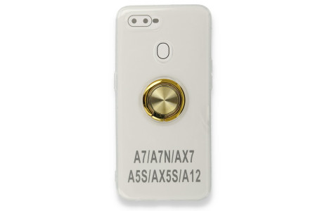 Newface Oppo AX7 Kılıf Gros Yüzüklü Silikon - Gold