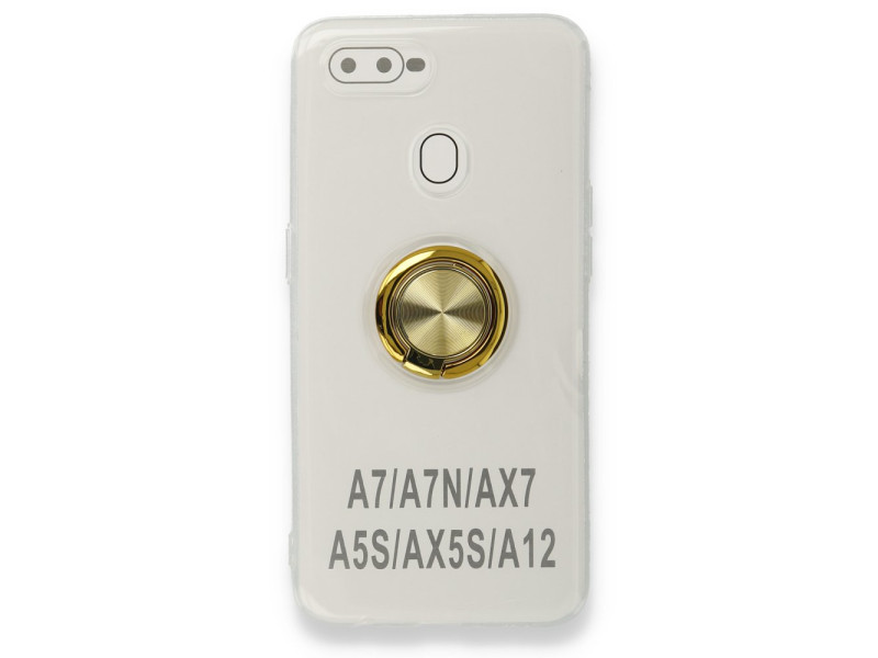 Newface Oppo AX7 Kılıf Gros Yüzüklü Silikon - Gold