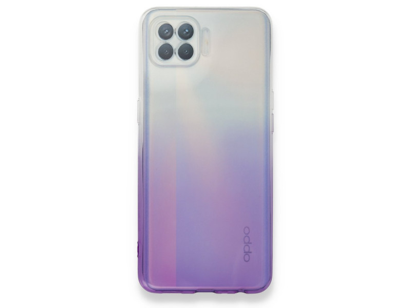 Newface Oppo Reno 4 Lite Kılıf Lüx Çift Renkli Silikon - Mor