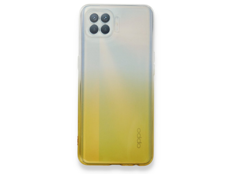 Newface Oppo Reno 4 Lite Kılıf Lüx Çift Renkli Silikon - Sarı