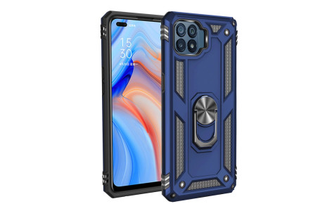 Newface Oppo Reno 4 Lite Kılıf Sofya Yüzüklü Silikon Kapak - Lacivert