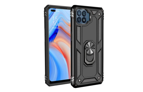 Newface Oppo Reno 4 Lite Kılıf Sofya Yüzüklü Silikon Kapak - Siyah