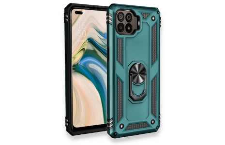 Newface Oppo Reno 4 Lite Kılıf Sofya Yüzüklü Silikon Kapak - Yeşil
