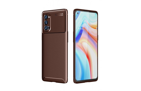 Newface Oppo Reno 4 Pro Kılıf Focus Karbon Silikon - Kahverengi