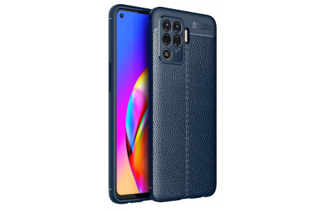 Newface Oppo Reno 5 Lite Kılıf Focus Derili Silikon - Lacivert