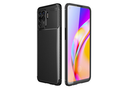 Newface Oppo Reno 5 Lite Kılıf Focus Karbon Silikon - Siyah