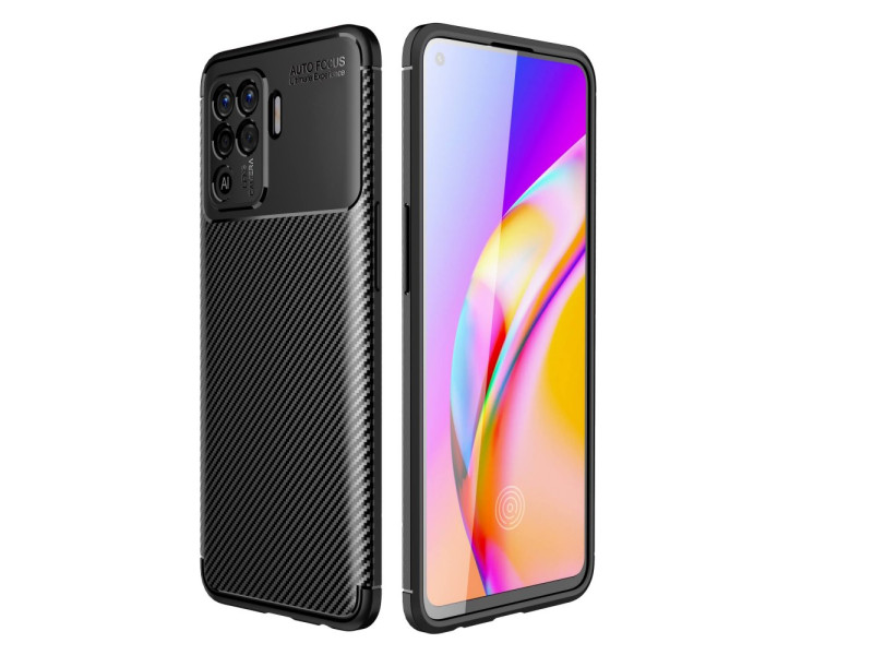 Newface Oppo Reno 5 Lite Kılıf Focus Karbon Silikon - Siyah
