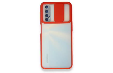Newface Realme 7 Kılıf Palm Buzlu Kamera Sürgülü Silikon - Kırmızı
