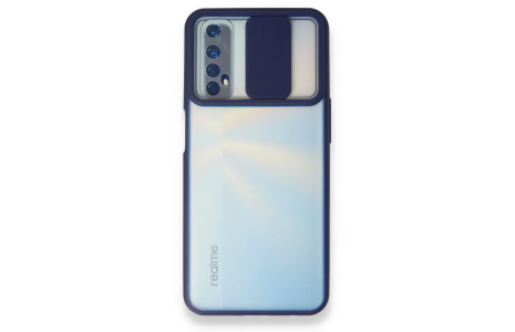 Newface Realme 7 Kılıf Palm Buzlu Kamera Sürgülü Silikon - Lacivert
