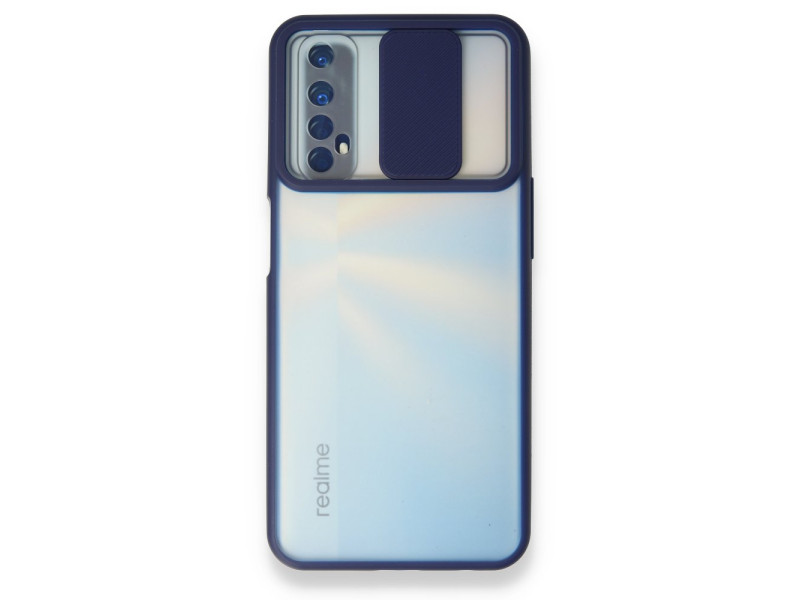 Newface Realme 7 Kılıf Palm Buzlu Kamera Sürgülü Silikon - Lacivert