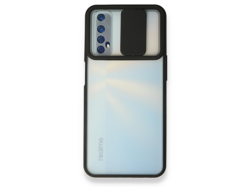 Newface Realme 7 Kılıf Palm Buzlu Kamera Sürgülü Silikon - Siyah