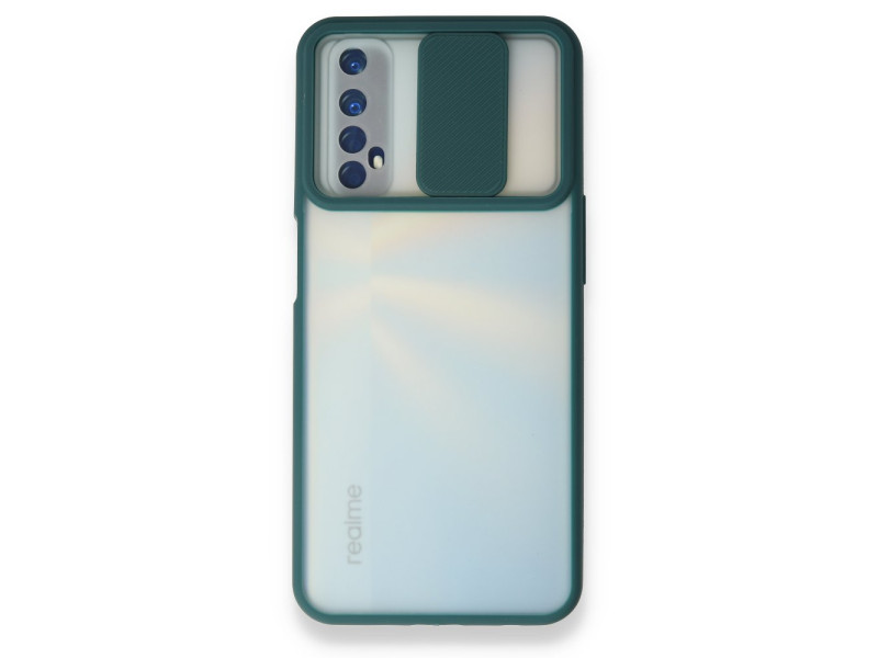 Newface Realme 7 Kılıf Palm Buzlu Kamera Sürgülü Silikon - Yeşil