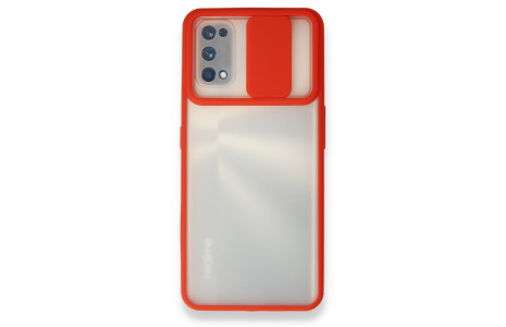 Newface Realme 7 Pro Kılıf Palm Buzlu Kamera Sürgülü Silikon - Kırmızı