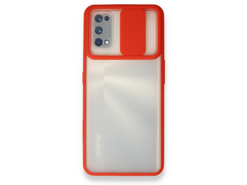 Newface Realme 7 Pro Kılıf Palm Buzlu Kamera Sürgülü Silikon - Kırmızı