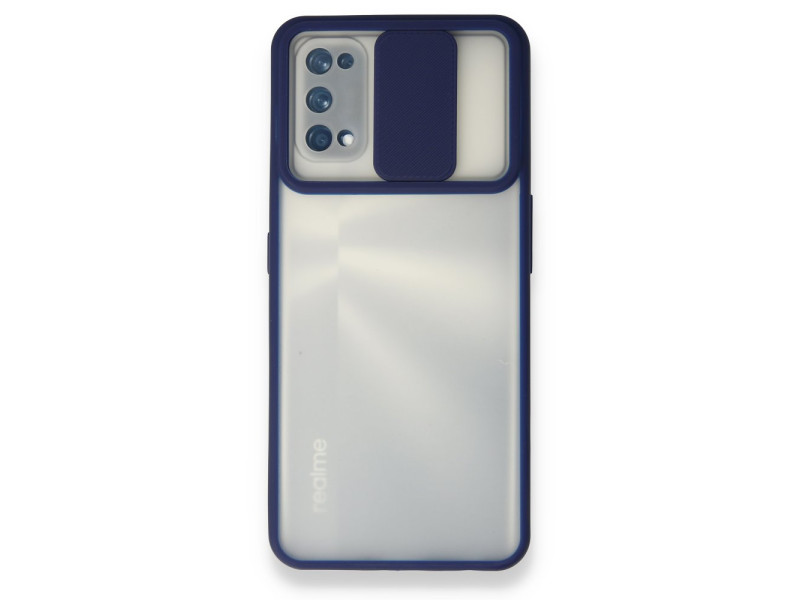Newface Realme 7 Pro Kılıf Palm Buzlu Kamera Sürgülü Silikon - Lacivert