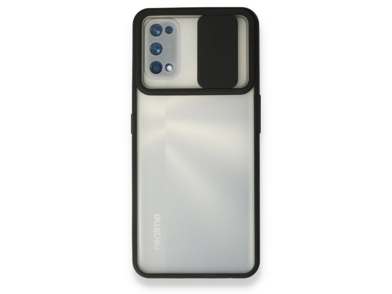 Newface Realme 7 Pro Kılıf Palm Buzlu Kamera Sürgülü Silikon - Siyah