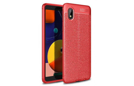 Newface Samsung Galaxy A01 Core Kılıf Focus Derili Silikon - Kırmızı