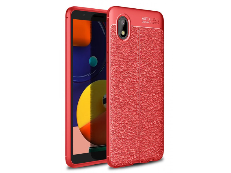 Newface Samsung Galaxy A01 Core Kılıf Focus Derili Silikon - Kırmızı