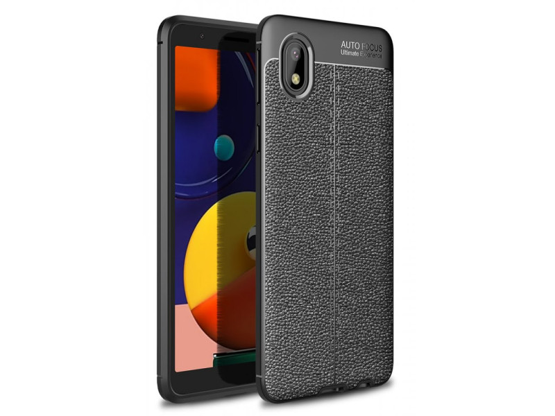 Newface Samsung Galaxy A01 Core Kılıf Focus Derili Silikon - Siyah
