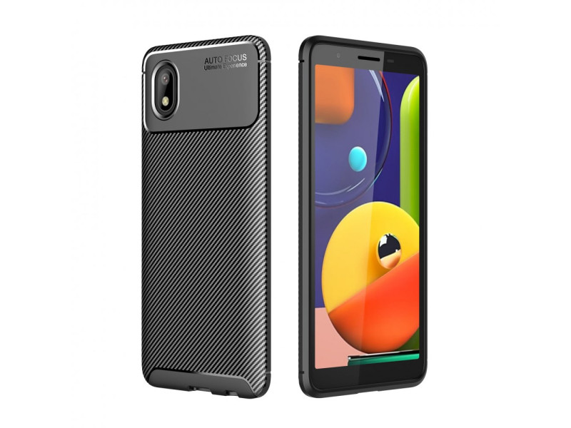 Newface Samsung Galaxy A01 Core Kılıf Focus Karbon Silikon - Siyah