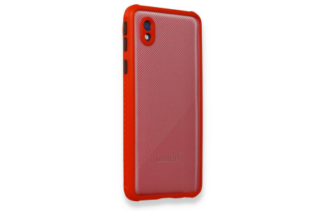 Newface Samsung Galaxy A01 Core Kılıf Miami Şeffaf Silikon - Kırmızı