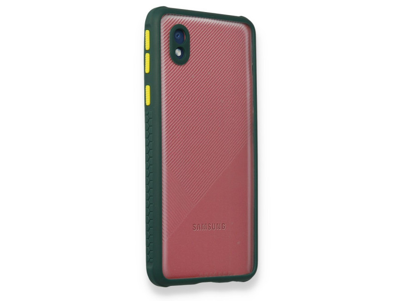 Newface Samsung Galaxy A01 Core Kılıf Miami Şeffaf Silikon - Koyu Yeşil