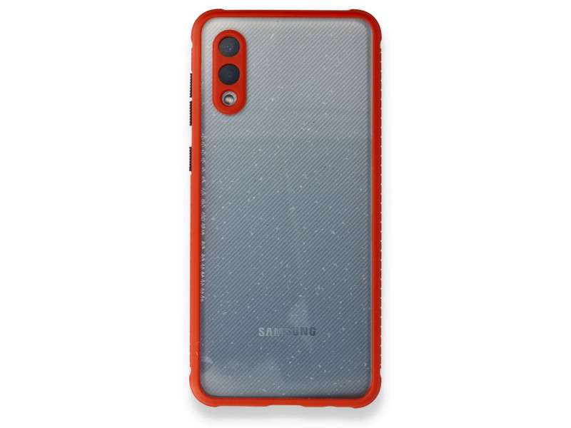 Newface Samsung Galaxy A02 Kılıf Miami Şeffaf Silikon - Kırmızı