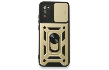 Newface Samsung Galaxy A02S Kılıf Pars Lens Yüzüklü Silikon - Gold