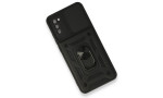 Newface Samsung Galaxy A02S Kılıf Pars Lens Yüzüklü Silikon - Siyah